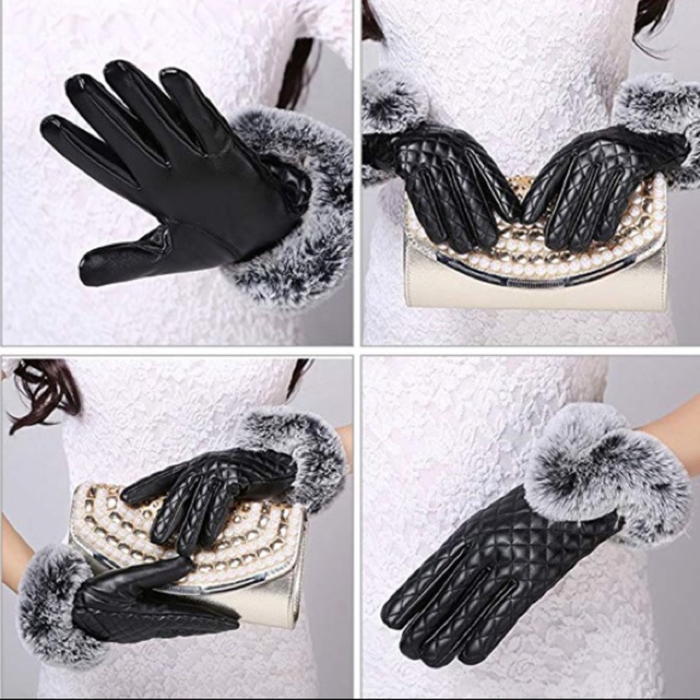🆕 NWOT Faux Leather Women’s Touch Screen Gloves - Picture 2 of 6